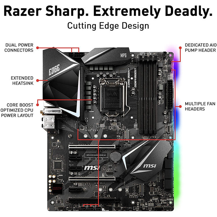 MSI MPG Z390 Gaming Edge AC LGA1151 Motherboard, Intel Z390