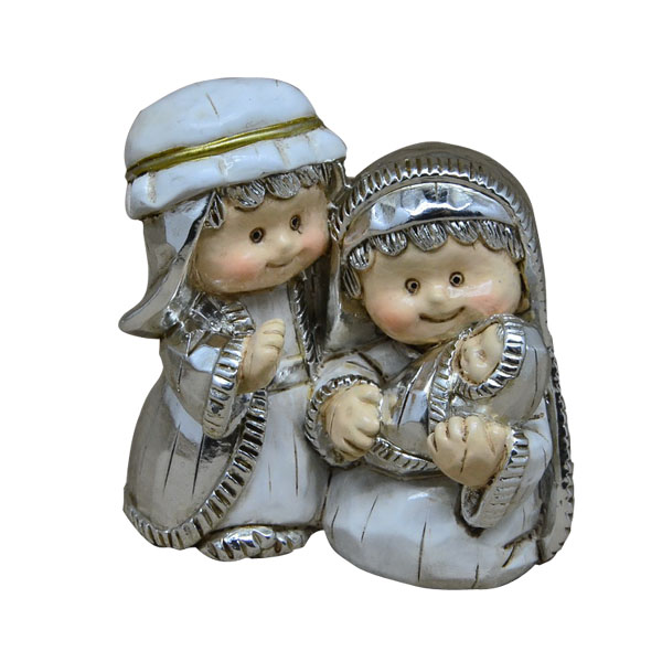 Фигурки религиозной святой семьи из полирезины с серебряным гальваническим покрытием