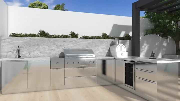 Outdoor Kitchen Cabinet Set - Stainless Steel BBQ Grill