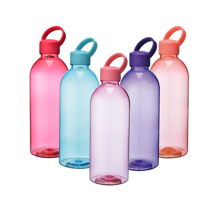 Портативные Пластиковые полупрозрачные бутылки для воды с резиновой крышкой и логотипом на заказ, 1 литр