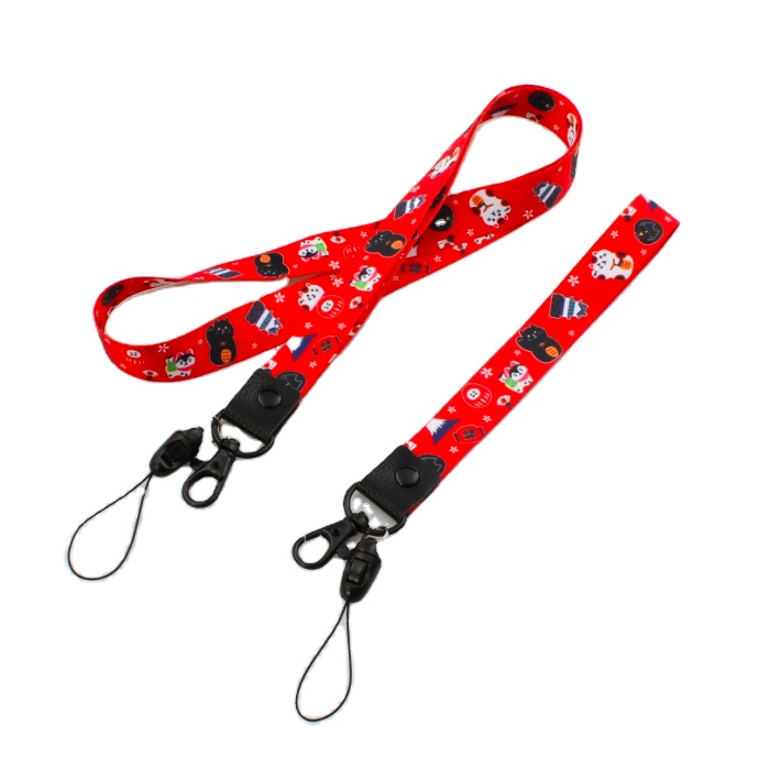 Hot Sale Custom Logo Wrist Lanyard With black badge Reel