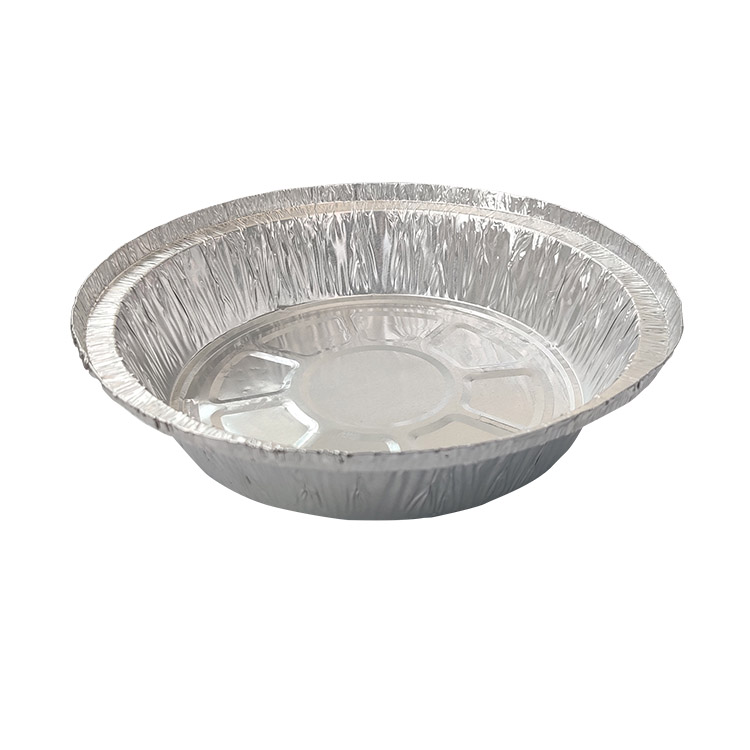Round disposable aluminium foil container for food packaging
