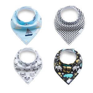 Customized Pattern Printing Eco-friendly 100% Cotton Durable Baby Bandana Drool Bibs Organic Baby Bib Bandana