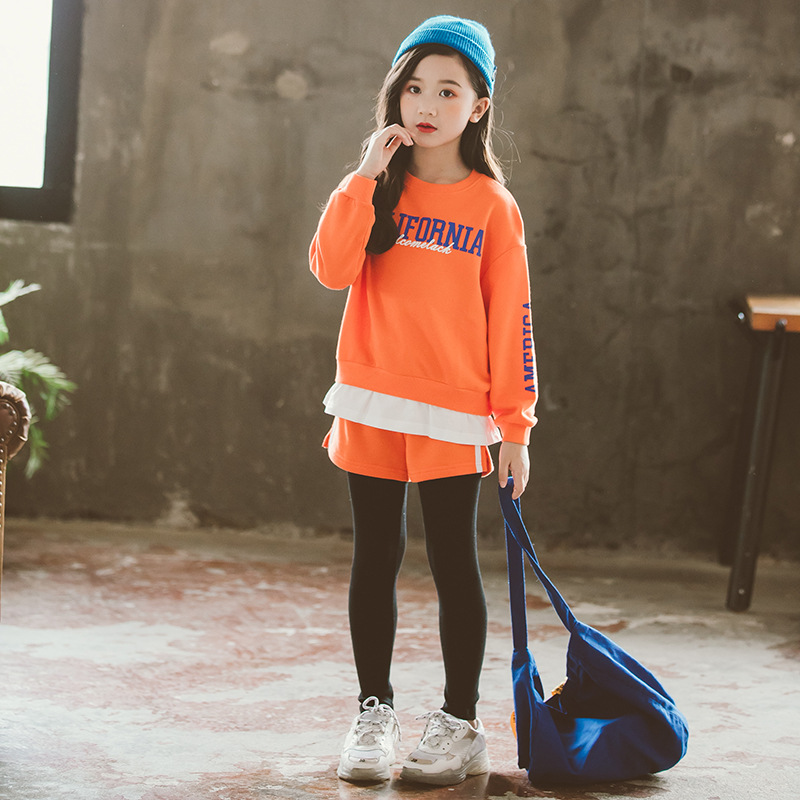 Осень 2019, свитшот с круглым вырезом и круглым вырезом, свитшот от производителя для девочек, детские комплекты