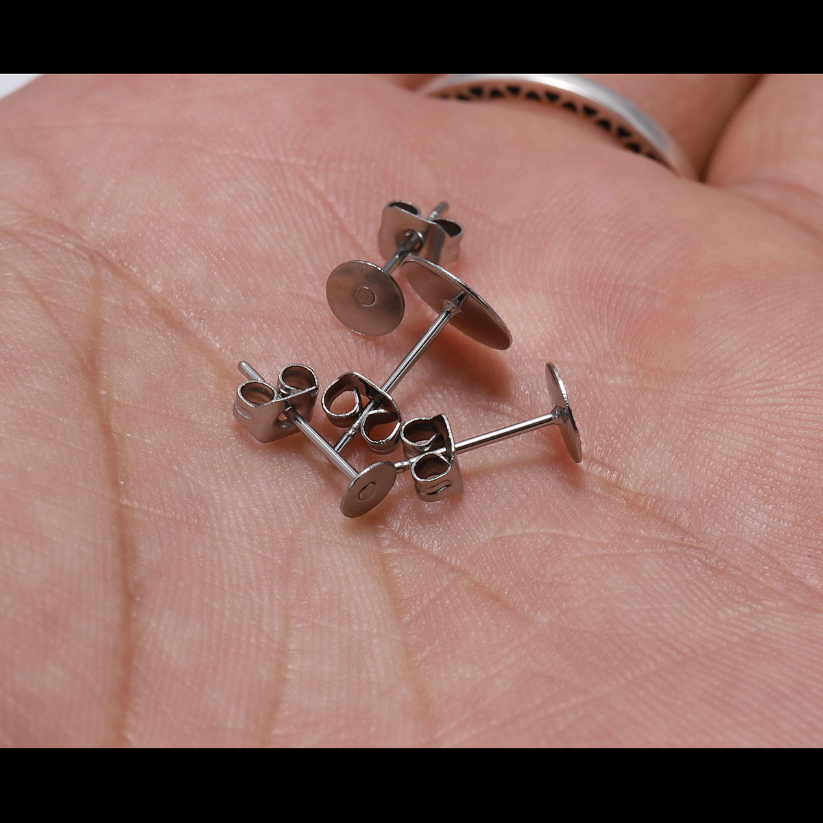 100 Piece Earring Base Flat Earring Post Jewelry Making Earring Findings Fit 6mm