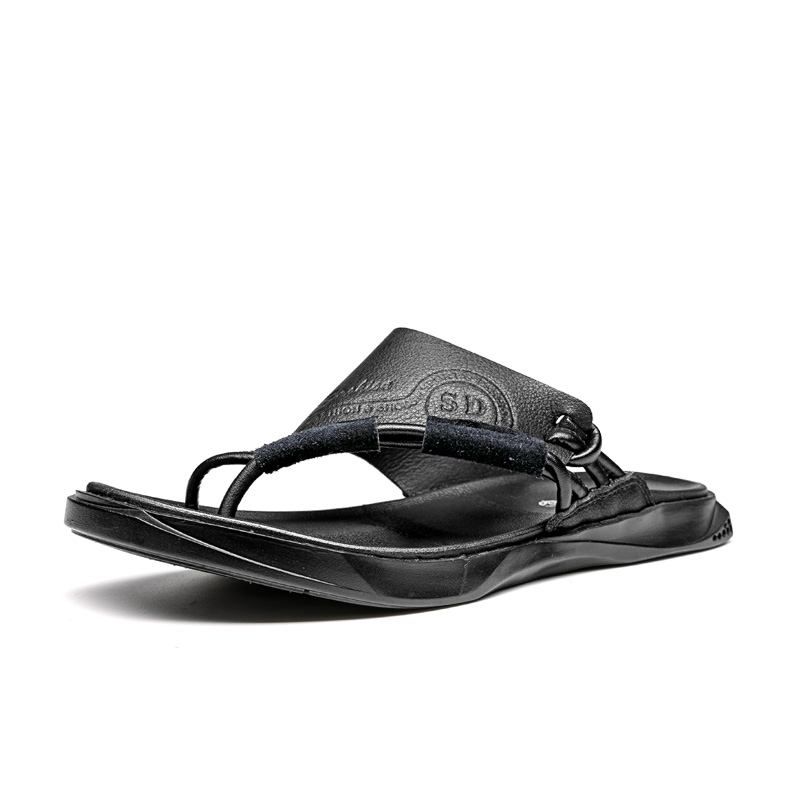 Лидер продаж, высокое качество, брендовые уличные пляжные сандалии листьев, черные кожаные шлепанцы, сандалии, обувь для мужчин