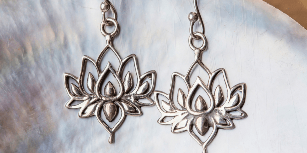 Sterling silver lotus earrings
