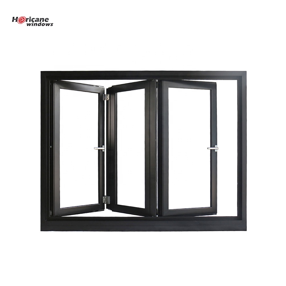 Csa nfrc as2047 padrão personalizado preto 3 painel duplo vitrificado janelas e portas dobráveis de alumínio