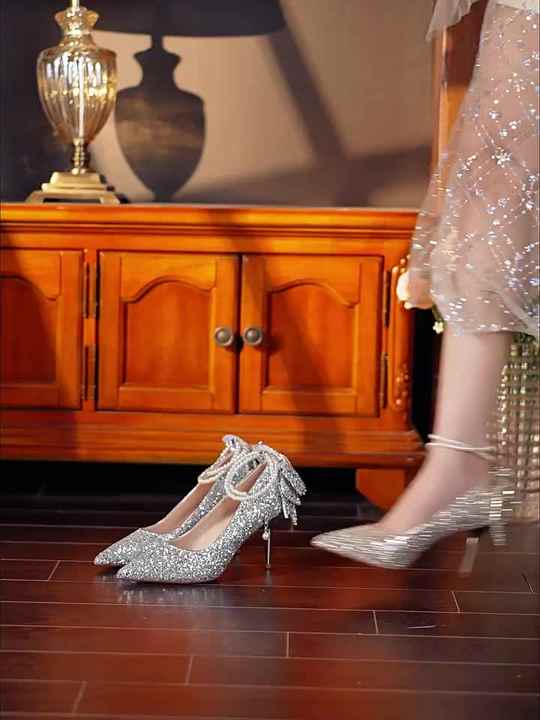 All Seasons New Crystal Stiletto Pointed Shallow Cut High Heels Women's Rhinestone Bride's Wedding Shoes All Seasons New Crystal Stiletto Pointed Shallow Cut High Heels Women's Rhinestone Bride's Wedding Shoes