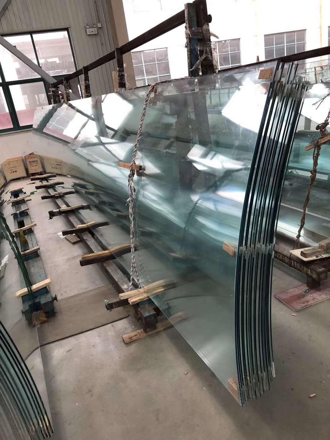 Custom tempered glass curved roof construction curve glass