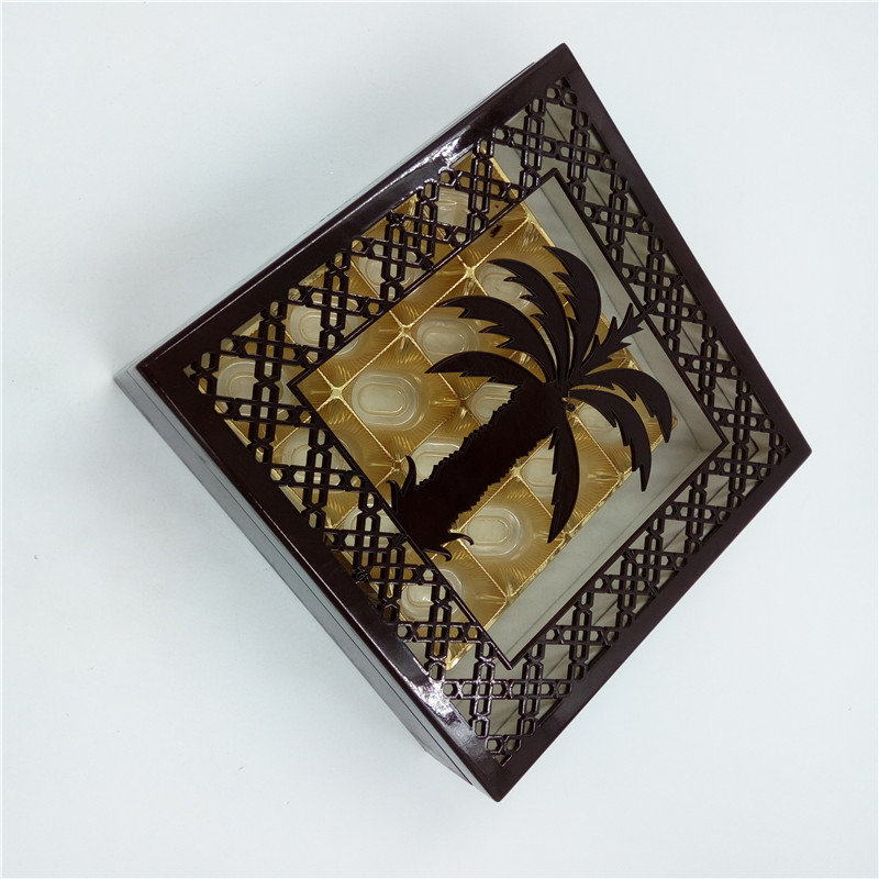 Mid-East Market Fancy Coconut Tree Chocolate Dates Wooden Packaging Box