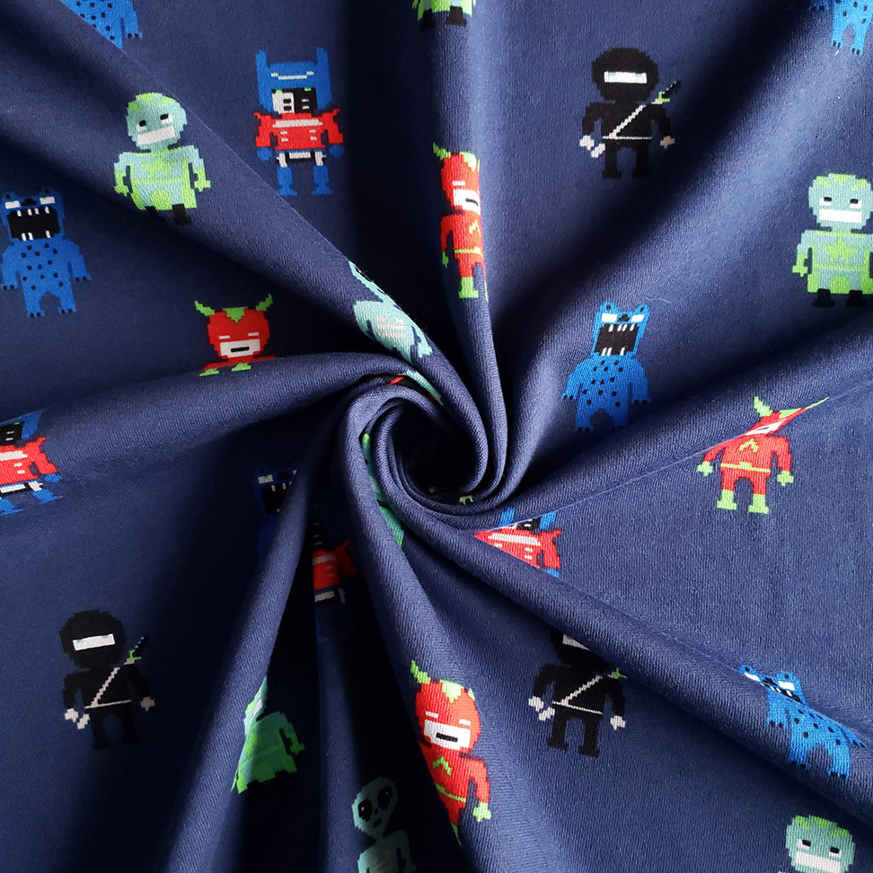 Most Popular Cartoon Print French Terry Fleece Fabric Cotton Terry Cute Cartoon Children Fabric