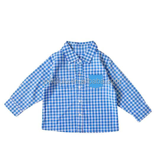 Детская рубашка в клетку, с длинным рукавом и пуговицами