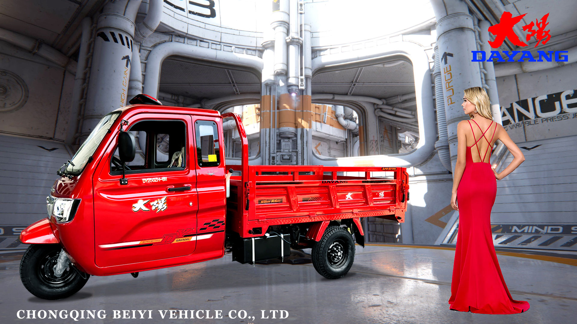 Dayang Luxury Series 800cc powerful Heavy Duty Cargo Tricycle T7 Closed Cab Large Cargo Box Car Steering Wheel Tricycle