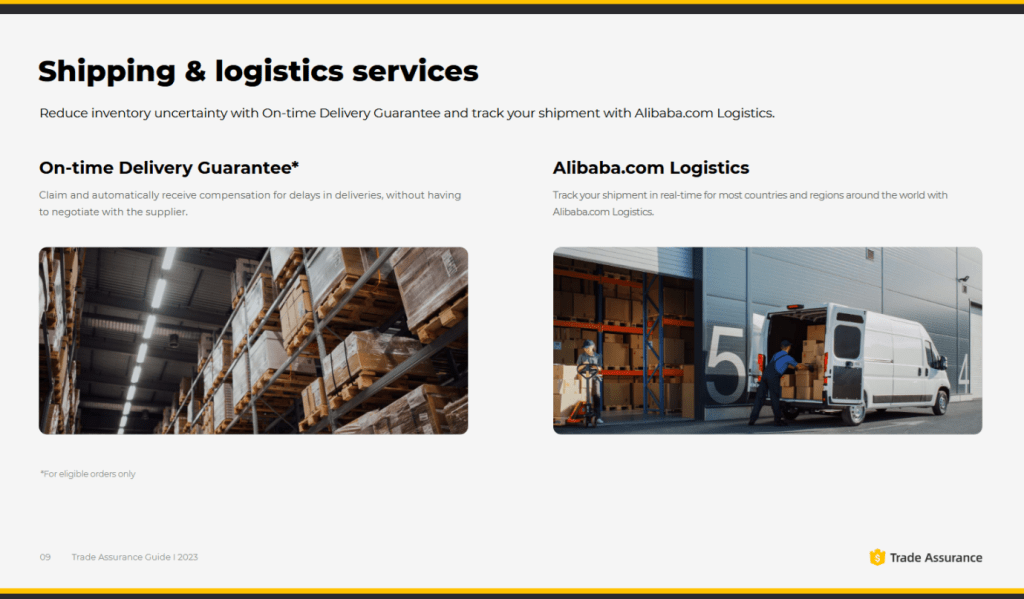 On-time Delivery Guarantee of Trade Assurance compensates for late shipment