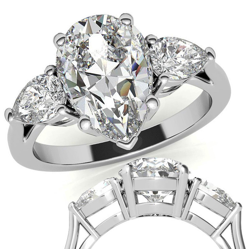 AAA Gems Classic 925 Sliver Jewelry Engagement Wedding 2ct  Sterling Silver Moissanite Diamond Ring with GRA