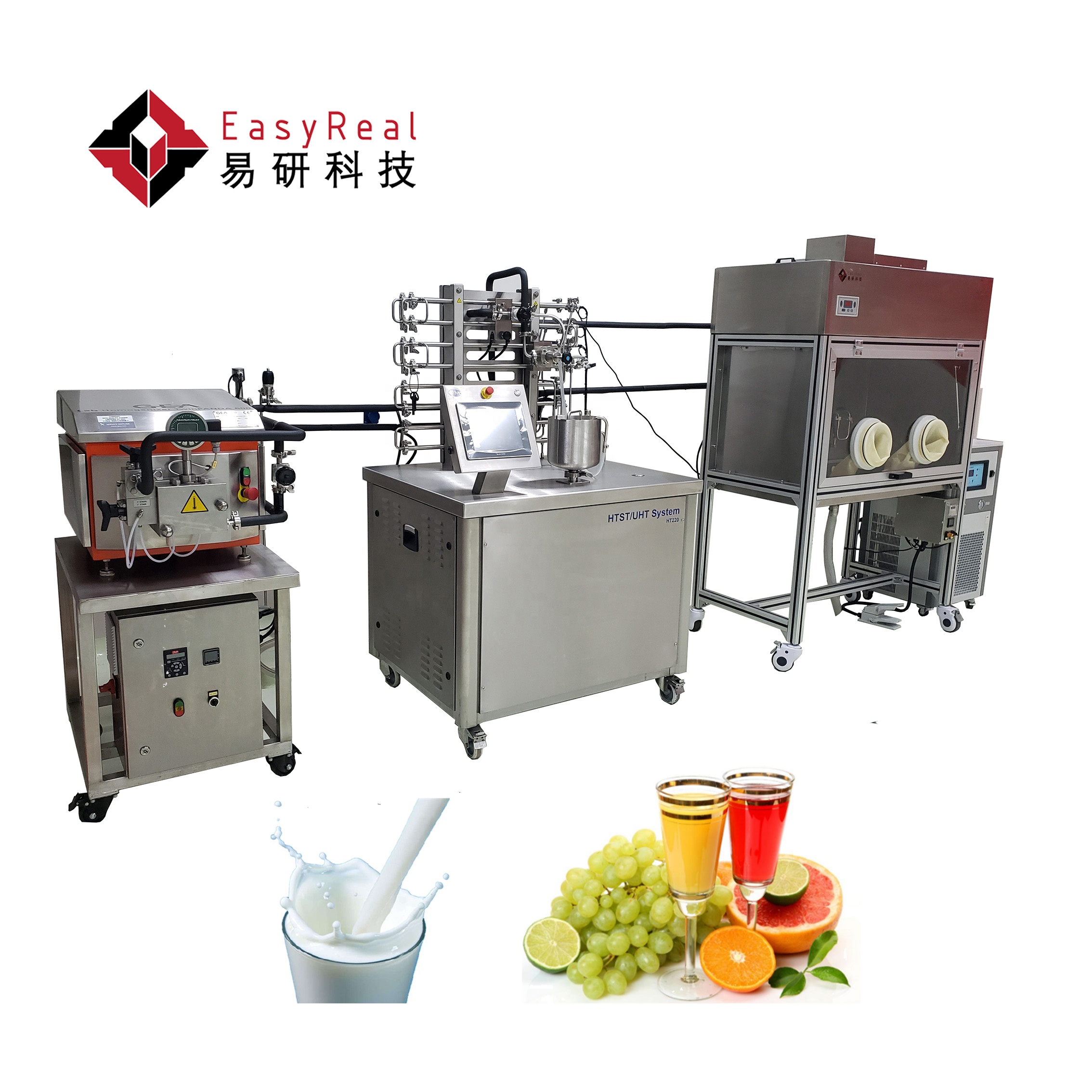 small lab scale milk dairy juice beverage tubular UHT sterilizer sterilizing machine