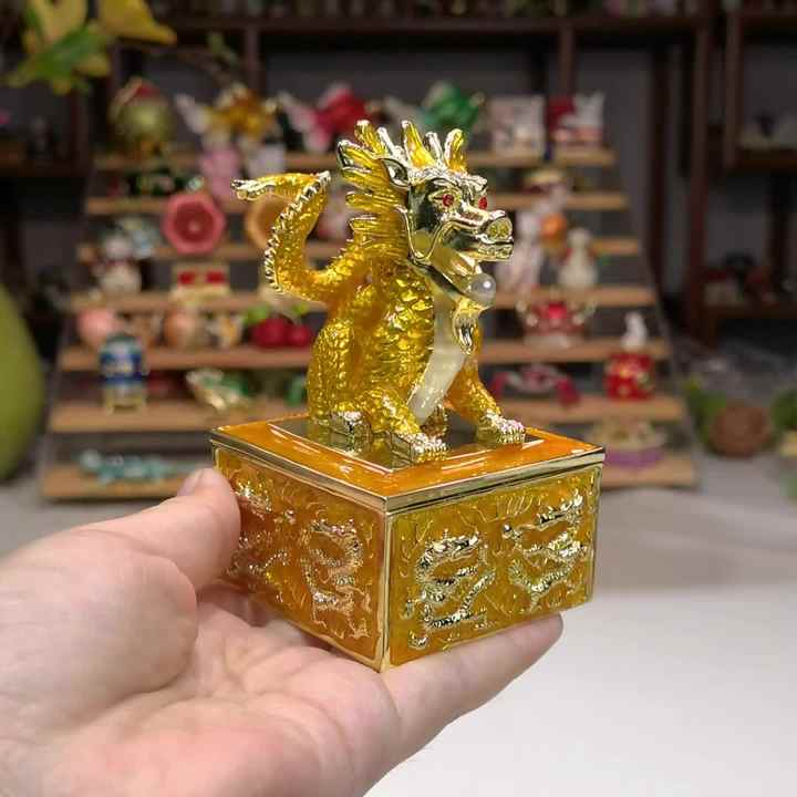 SHINNYGIFTS Enamel Pewter Animal Dragon Trinket Box