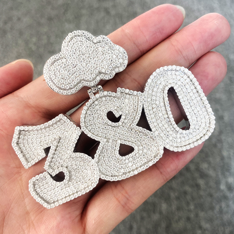 Hip Hop VVS Moissanite Iced Out Prong Diamonds 3inch Letter Initial Jewelry Personalized Moissanite Custom Pendant Necklace