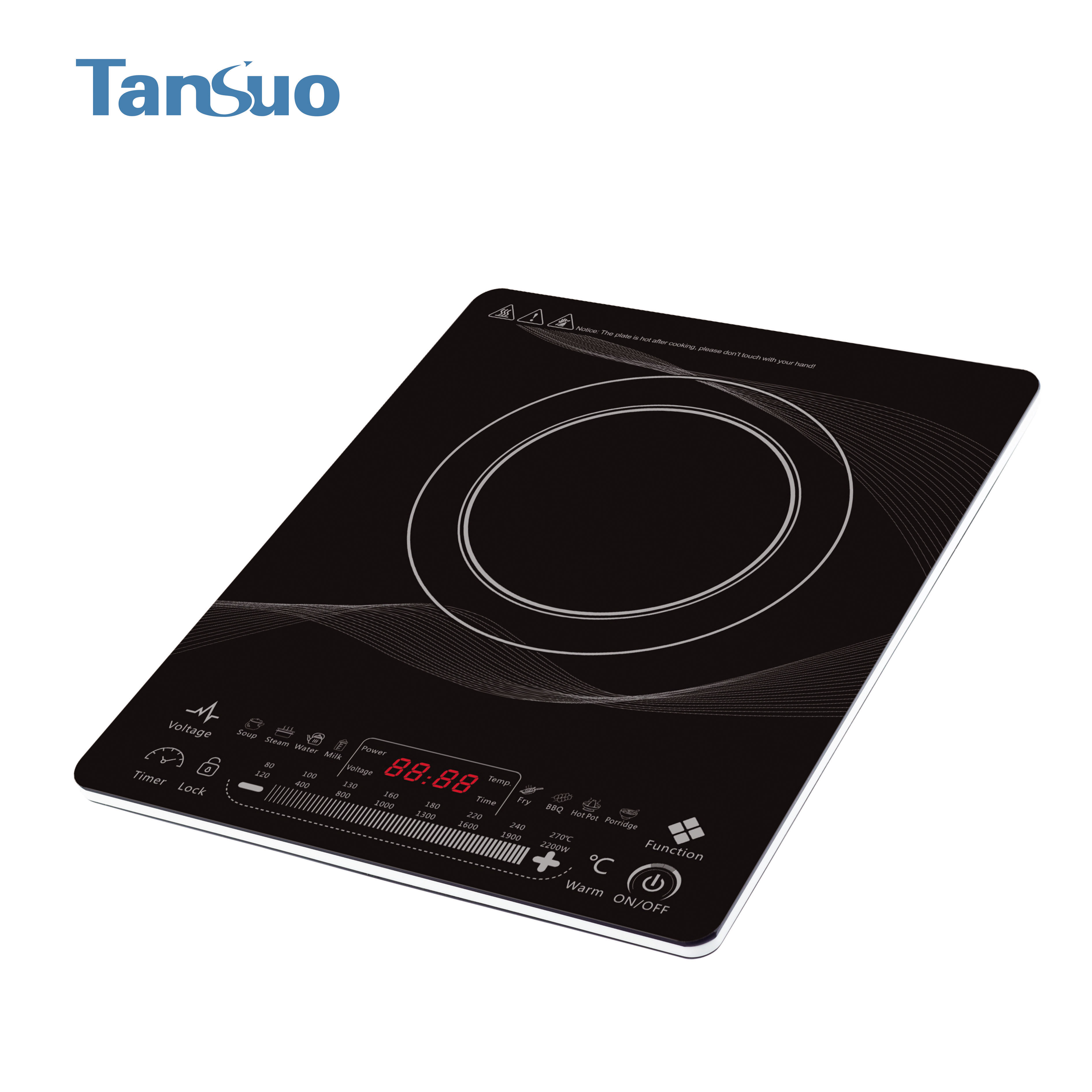 FangNing Single Portable Induction Hob for Fast Cooking Double Knob Switch Timing Function 5 Power Levels 3000w