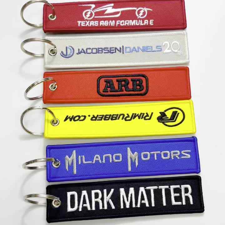 Custom Logo Personalized Fashion Woven Fabric Key Tag Key Chain