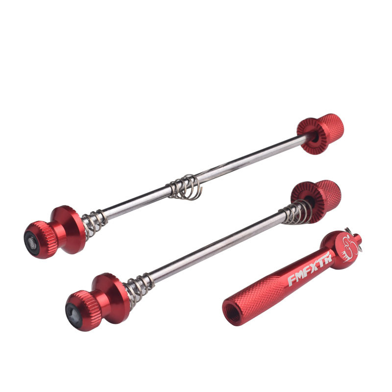 Bike Security Skewers - Aluminum Alloy Quick Release Anti-Theft Skewers With Locking Handle (Red)