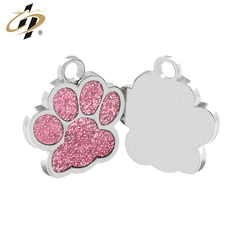 Liga de zinco personalizado de metal sliver glitter projeto pata dog tag charme pingente