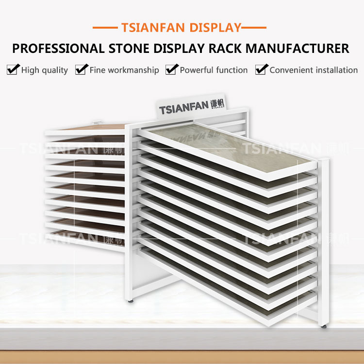 Marble Granite Floor Showroom Unit Counter Board Sample Custom Design Mosaic Slit Studs Porcelain Tile Display Stand