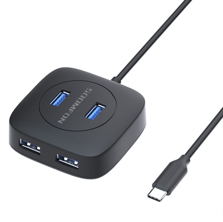 Soomfon 4 порта Usb 3,0 высокоскоростной концентратор 4-портовый адаптер Hub с разъемом Type c кабель для Macbook
