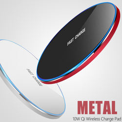 Can Custom logo Ultrathin Aluminum Metal Qi Wireless Charger Pad With LED Light For Cell Phone USB Portable Charger