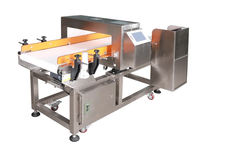 Factory price food production line automatic conveyor metal detector with automatic pusher reject