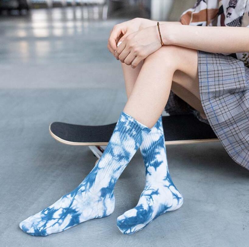 Цветные Короткие Модные женские носки Tie Dye в уличном стиле