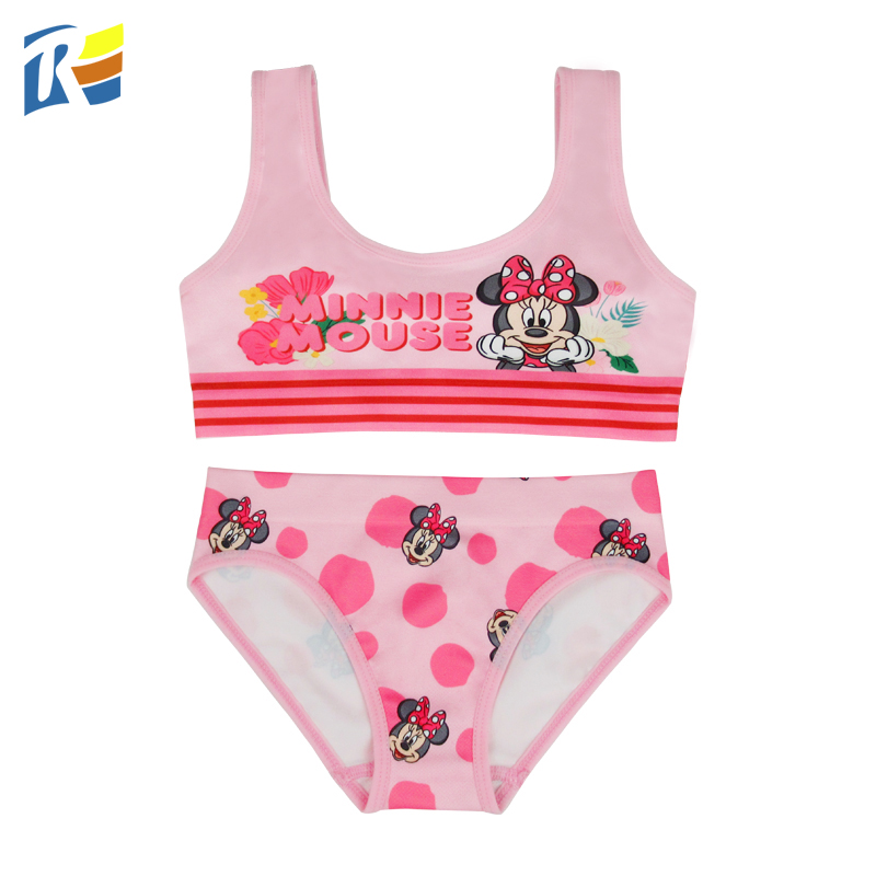 OEM ODM производитель мультяшный принт Бесшовные Детские комплекты нижнего белья для девочек для детей