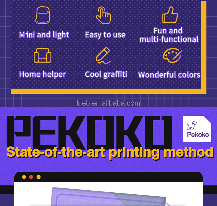 Pekoko K1 plus Petty's globe portable bucket TOTE printer T-shirt personal custom DIY mobile mini printer color