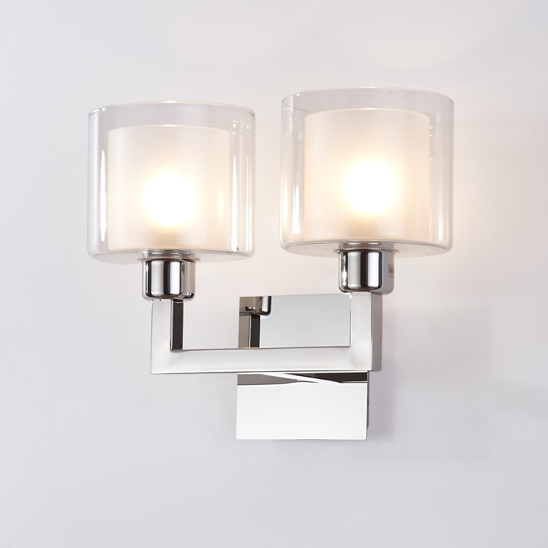 Indoor Wall Sconce 1 Light Wall Mount Light with Clear Glass Contemporary Chrome Bathroom Vanity Wall Light