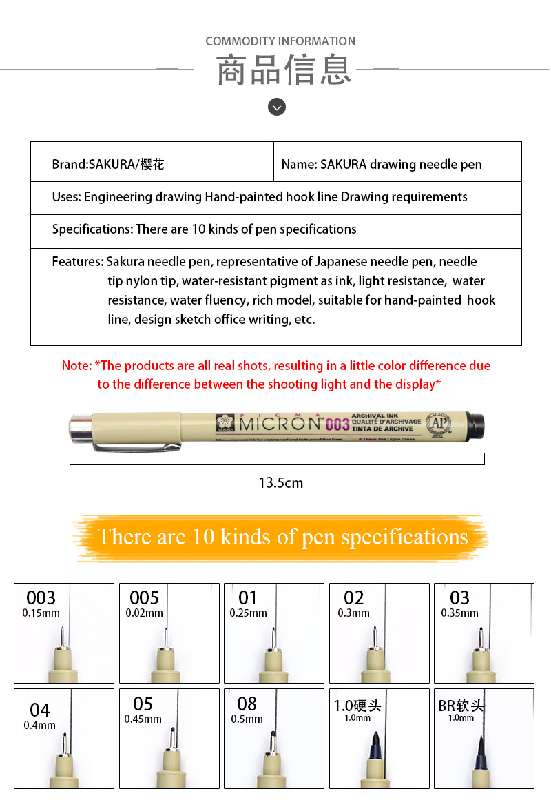 Sakura Black Pigma Micron Pen Set - 10 Tip Marker Types for Sketching,  Writing & Design, Water-Based Ink, 12pcs/Box