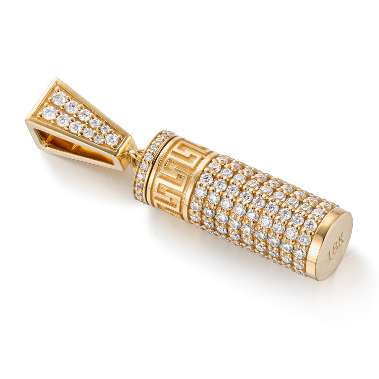 AAA Gems Custom 18K Solid Gold Jewelry Set Memory Flawless Moissanite Diamond Ash Urn Pendant Necklace with 18K Gold Rope Chain