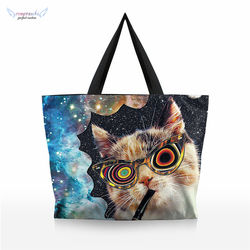 Ombro saco dos desenhos animados saco de compras proteção ambiental padrão fashion gato