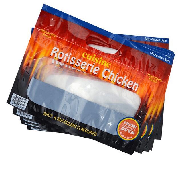 Custom Fast Food Plastic roast grilled rotisserie chicken bags of microwavable material