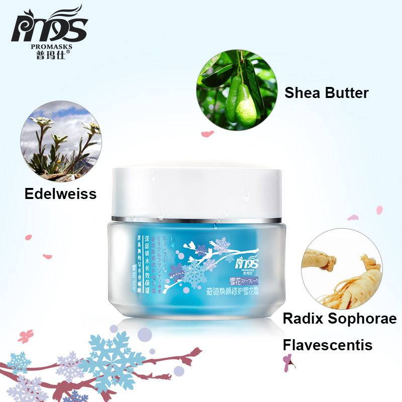 Promasks Facial Cream High Quality Organic Skin Care Miracle Repair Snowflake Plastic Bottle Adults Face Edelweiss Female 50g