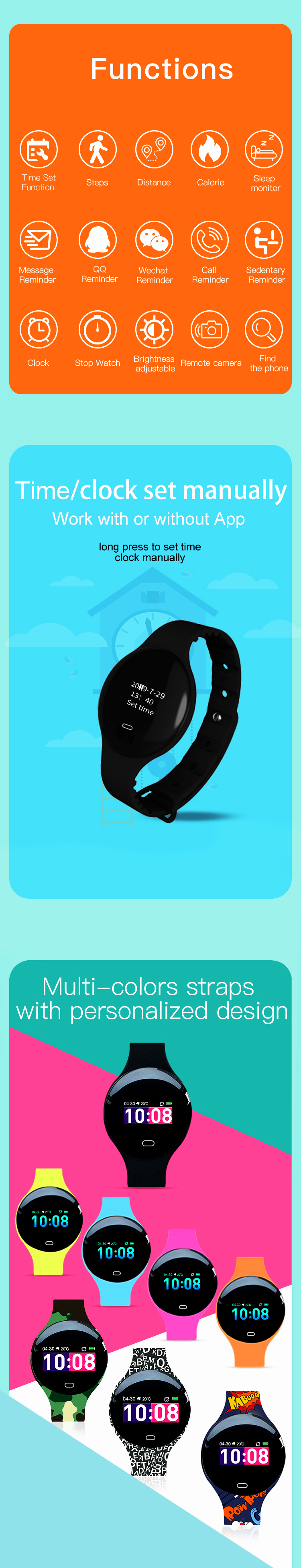 儿童成人男女皆宜的智能腕带手镯led健身追踪器ce rohs智能手环fitbit