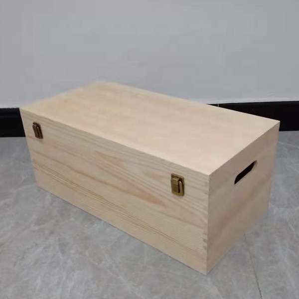 Деревянный ящик из сосновой древесины, домашний ящик для хранения, органайзер с ручками и откидной крышкой