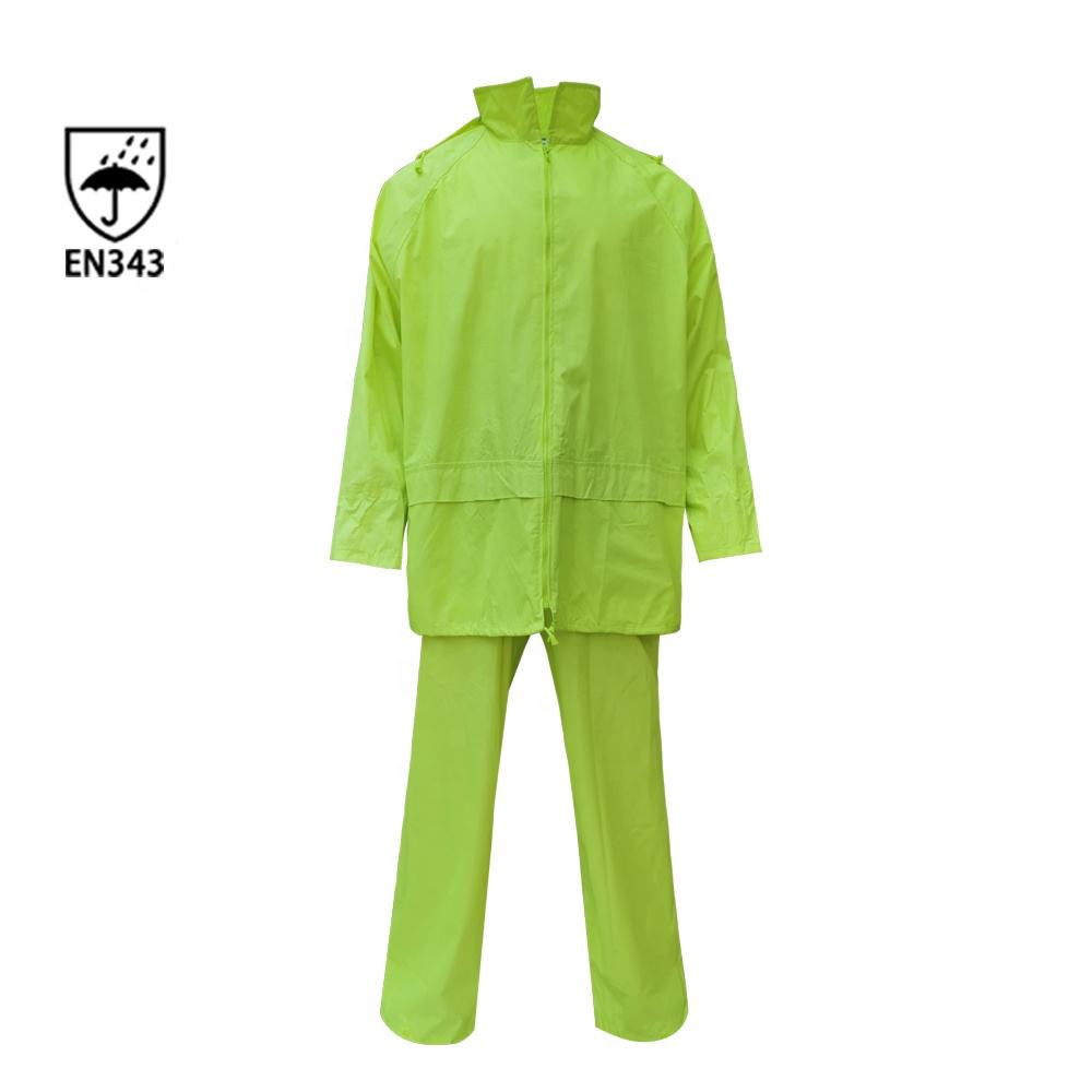 Hi Vis Rain Suit Waterproof Jacket Trouser Set Rain Coat Mesh Lining Heavy Duty