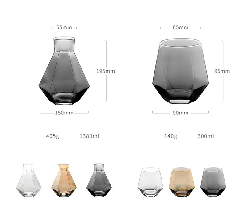 Support Drop Shipping Crystal Glass Water Pitcher Carafe Jug Set with Ball Wooden Lid and Cups Set