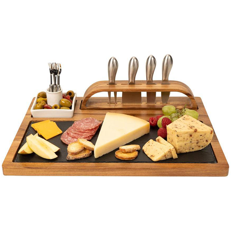 Высококачественный сервировочный поднос для колбасных изделий, набор разделочных досок из бамбука, сланцевая доска для бамбукового сыра