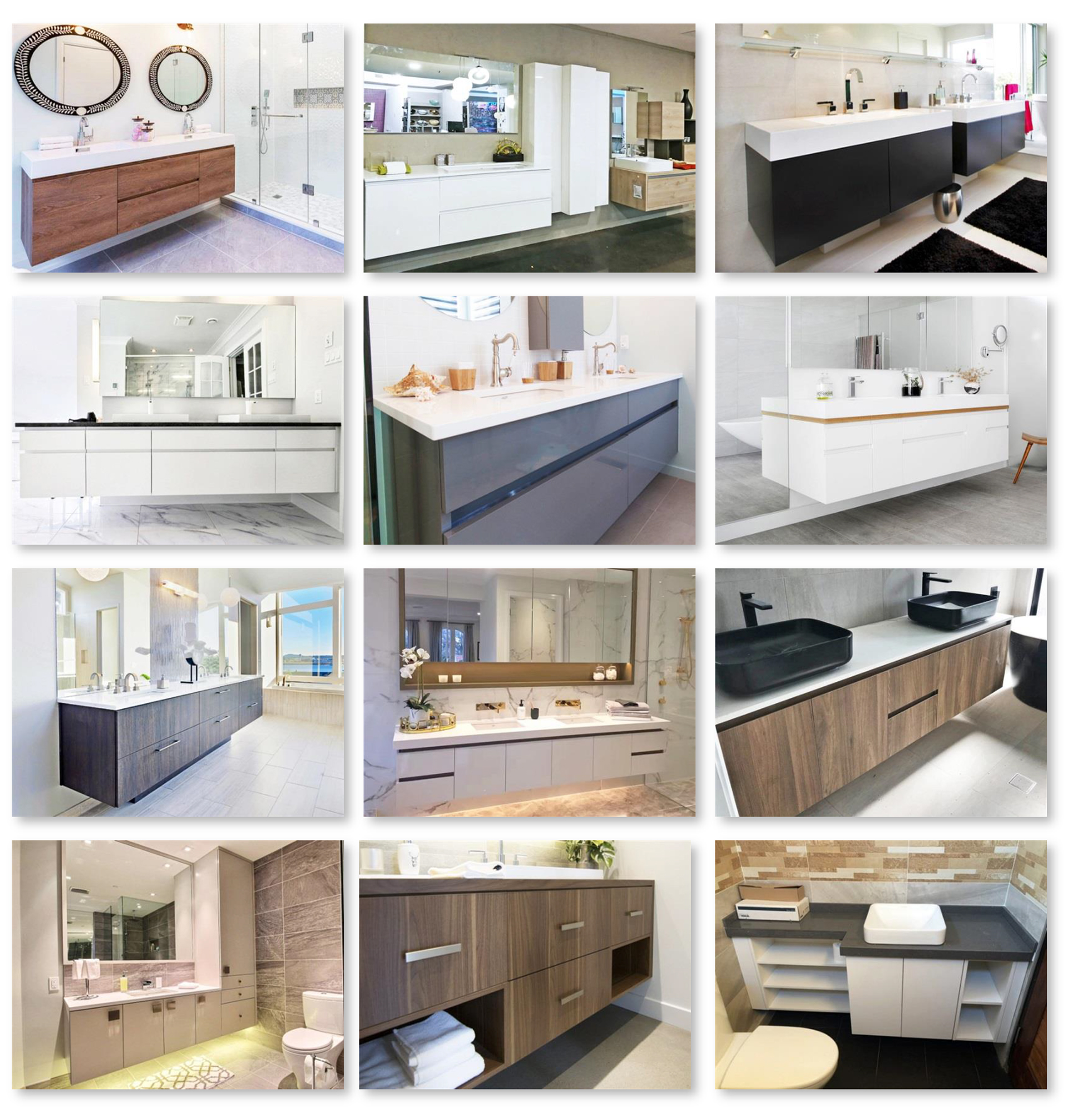 MDF PVC Customized Bathroom Cabinets Wall Mounted Space Saving Makeup Vanity