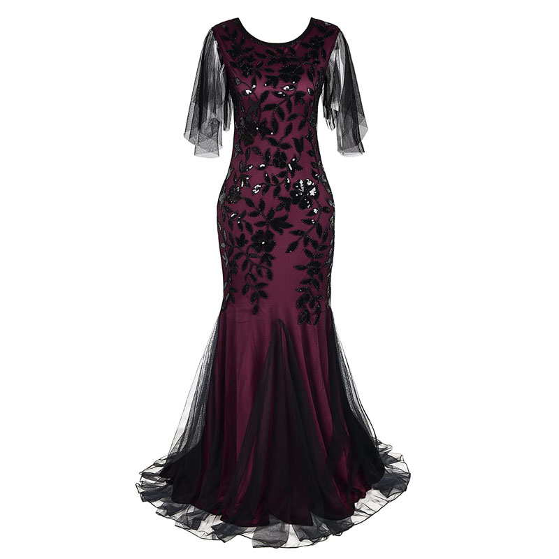 Женские вечерние платья из полиэстера с блестками и бисером