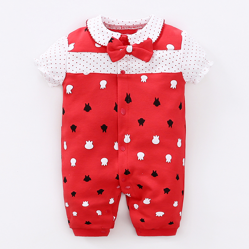 OEM оптовая продажа, летний хлопковый комбинезон с коротким рукавом для новорожденных девочек