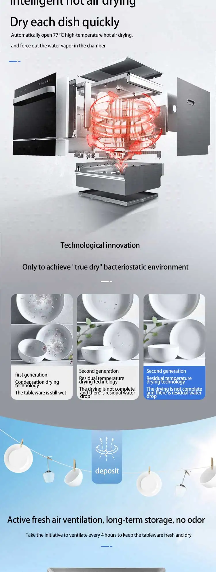 Sky mirror embedded household automatic intelligent dishwasher washing dishes 8 sets