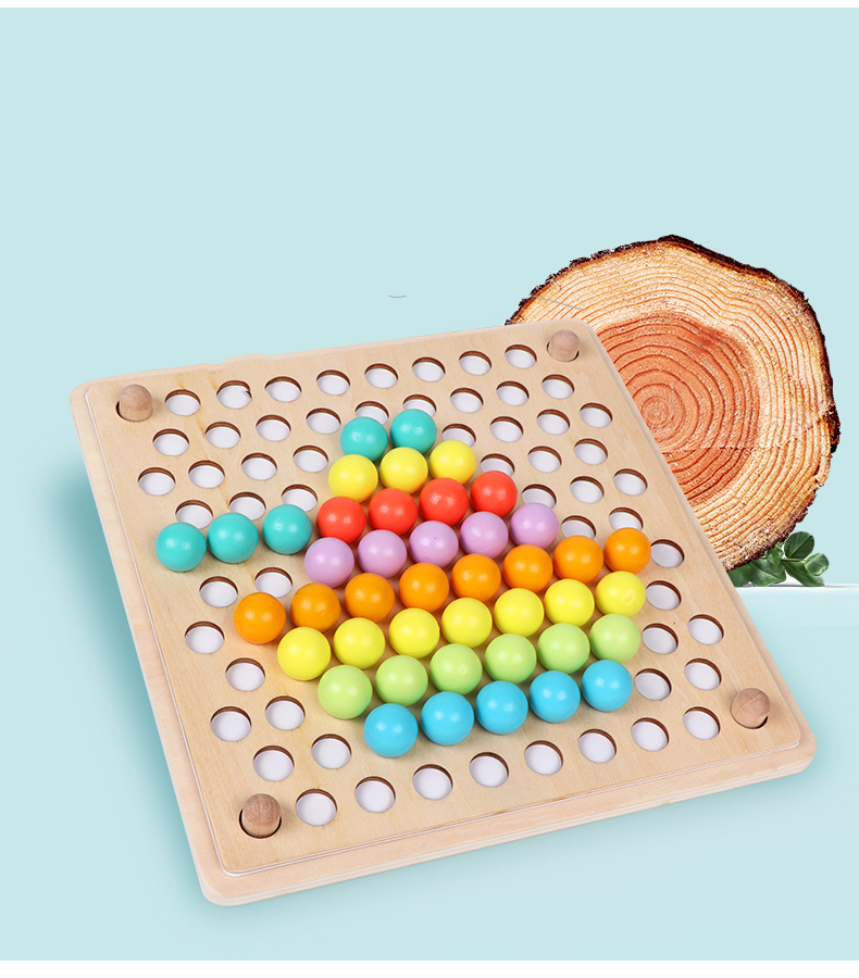 New Design Montessori Wooden Clip Beads Puzzle Board Hot Selling Colorful Kids Hand-on Skills Develop Educational Toys